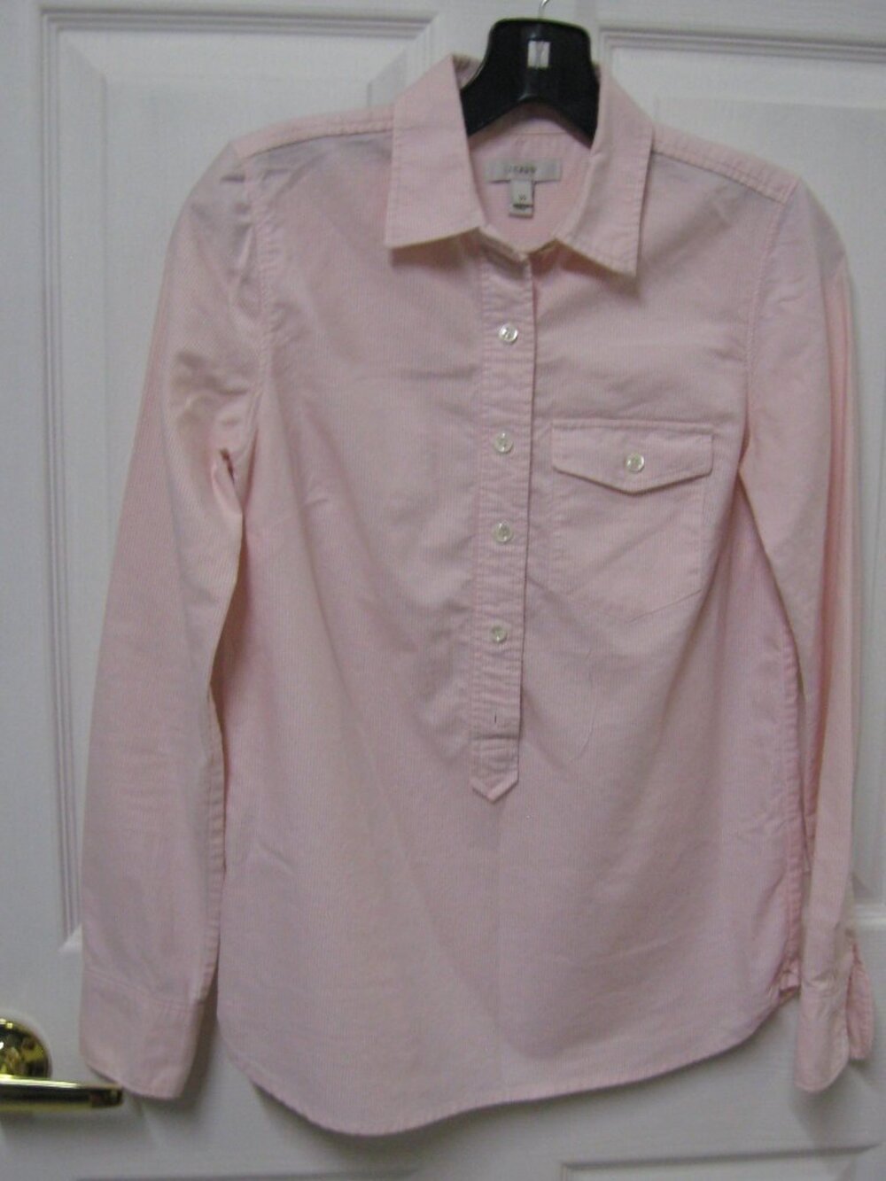 J. Crew Pink Stripe Popover Shirt w/Pocket Size 00